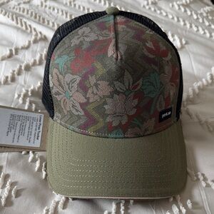 Prana Floral Patterned Hat - Olive and Black